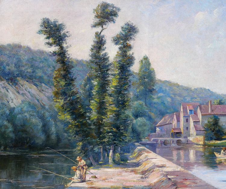 Auguste GAUDIBERT 1865-1908 Borgogna, Yonne, paesaggio, dipinto circa 1900 Impressionismo