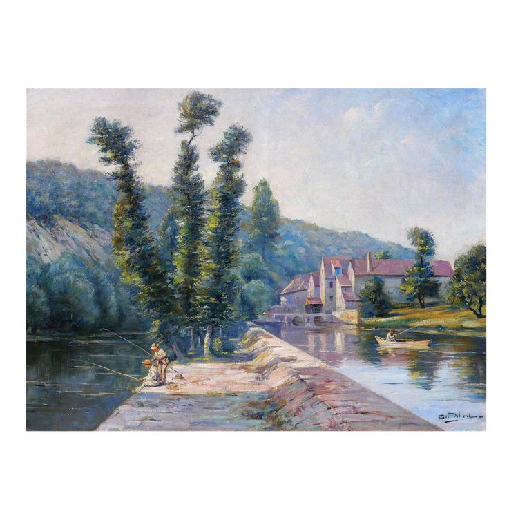 Auguste GAUDIBERT 1865-1908 Borgogna, Yonne, paesaggio, dipinto circa 1900 Impressionismo