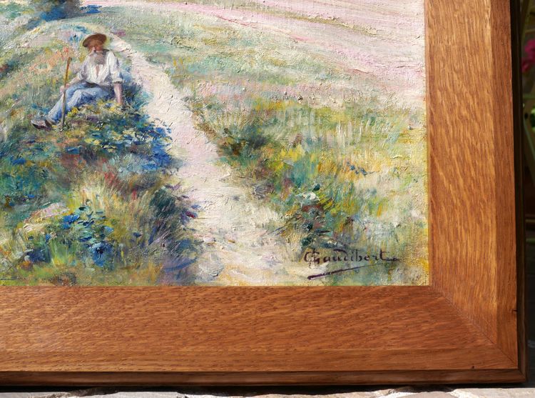 Auguste GAUDIBERT 1865-1908 Burgund, Yonne, Arcy-sur-Cure, Landschaft, Gemälde um 1900