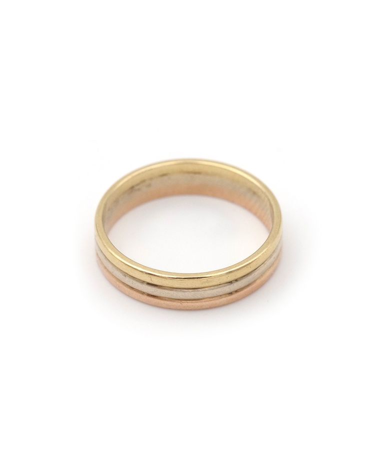Three gold band ring in 18k, Wedding band ring, three tones gold, rose gold, yellow gold, white gold