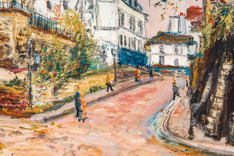 Serge Belloni (1925-2005) - Rue des Saules in autunno olio su tavola 1980 ca.