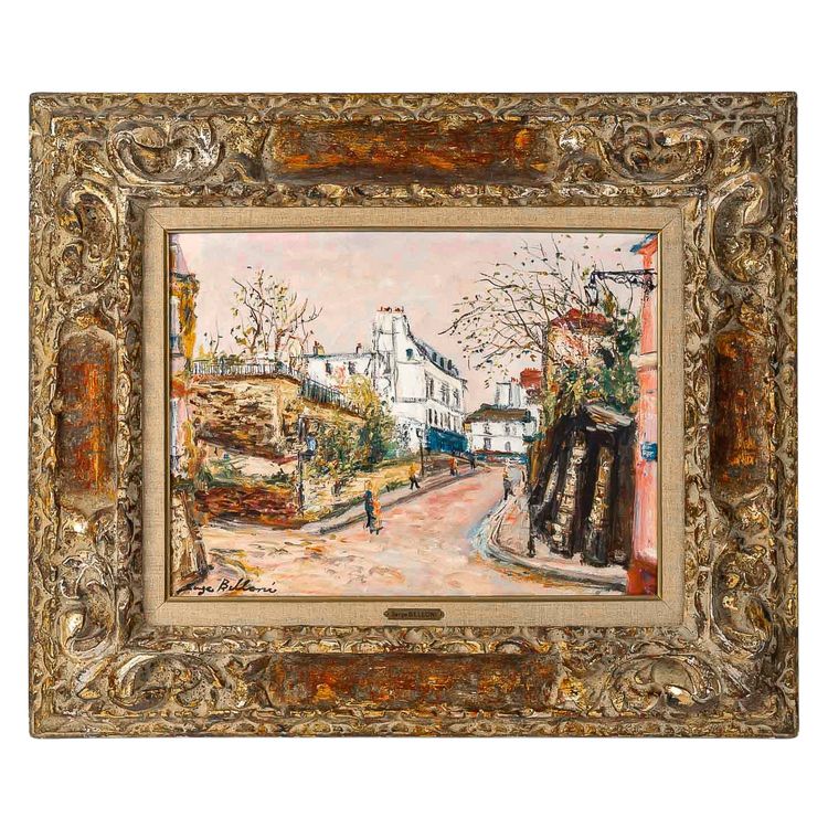 Serge Belloni (1925-2005) - Rue des Saules in autunno olio su tavola 1980 ca.