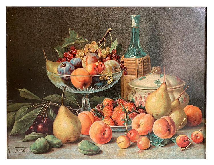 Chromolithography. Still life with fruit, after Falchetti
