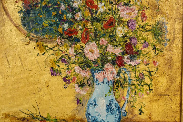 Serge Belloni (1925-2005) - Blumenstrauß in einer Delfter Vase Öl auf Leinwand um 1970
