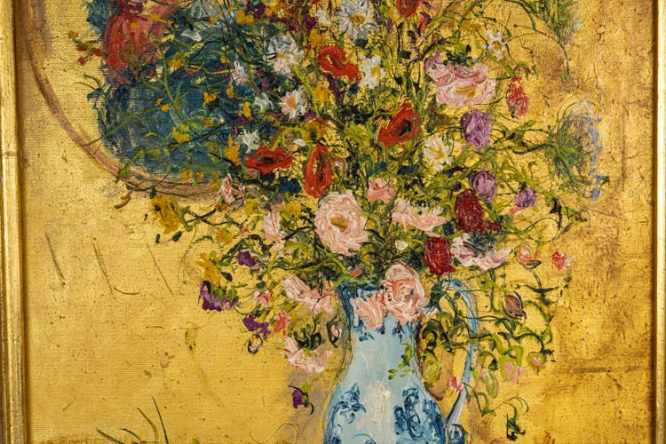 Serge Belloni (1925-2005) - Blumenstrauß in einer Delfter Vase Öl auf Leinwand um 1970