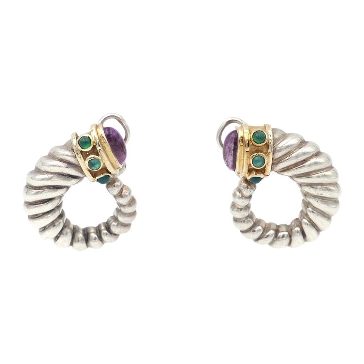 Orecchini David Yurman Renaissance in oro e argento 14k, orecchini in argento