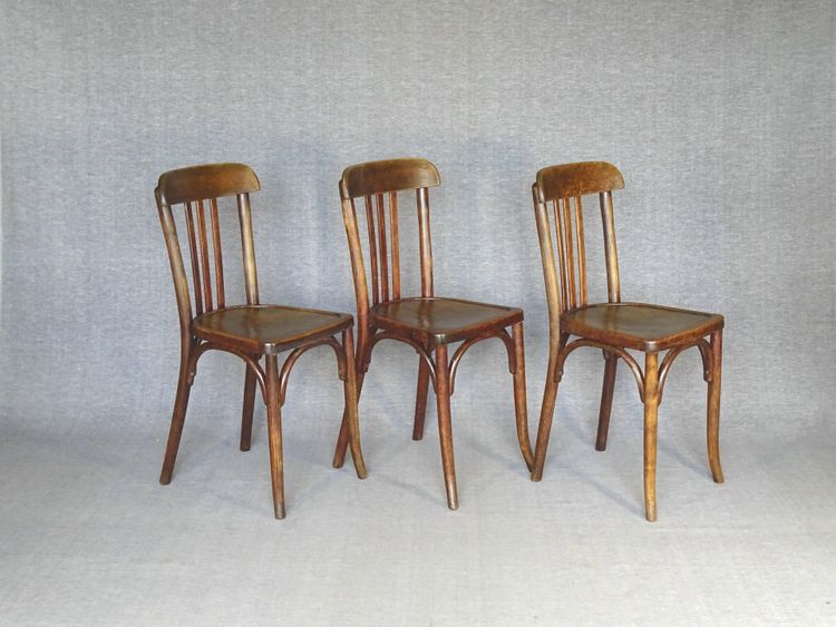 Set di 3 sedie da bistrot Baumann n. 188 del 1930, seduta in legno, Thonet n.