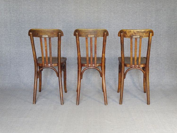 Set di 3 sedie da bistrot Baumann n. 188 del 1930, seduta in legno, Thonet n.