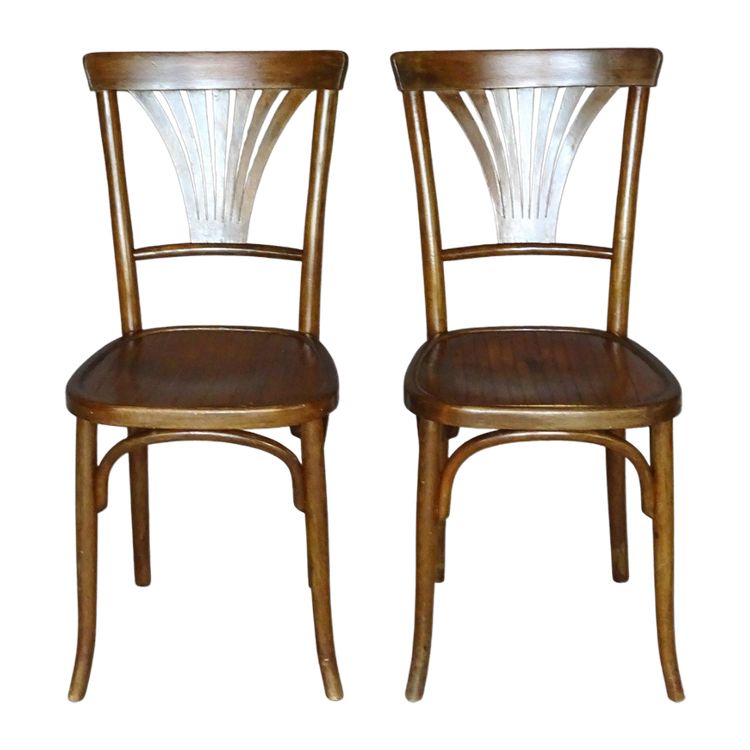 2 chaises Baumann N°68 de 1930 assise bois, no Thonet