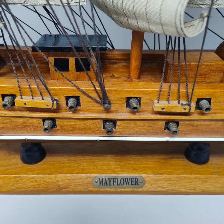Modellino di nave MayFlower degli anni '70. Realizzato a mano. Realizzato in Inghilterra