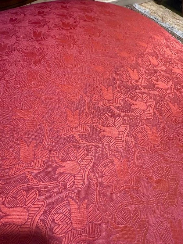 Pair of Red Silk Louis XVI Style Cabriolets