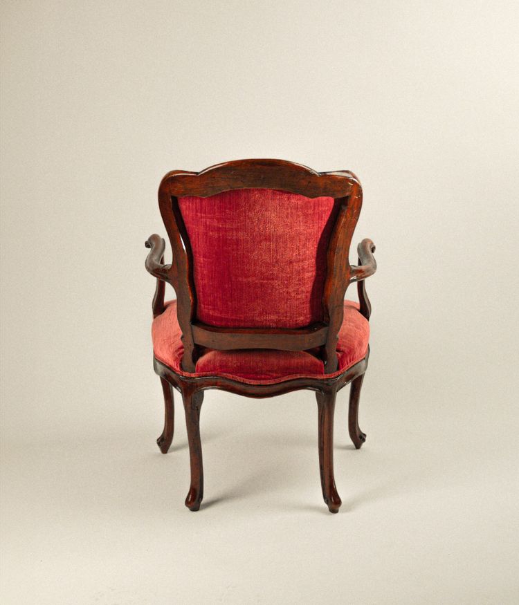 Four walnut armchairs, Venice, mid-18th century
