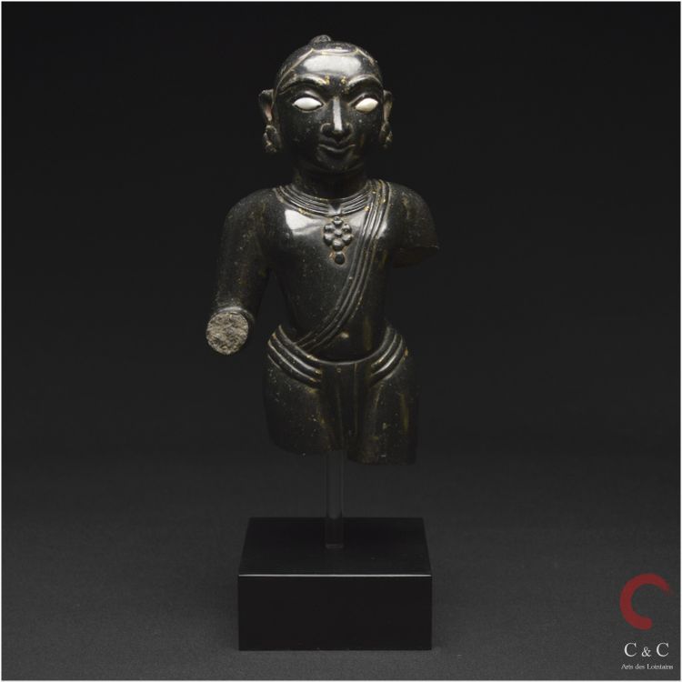 India, State of Gujarat, Medieval period, 15th century, Representation of Krishna, Black marble