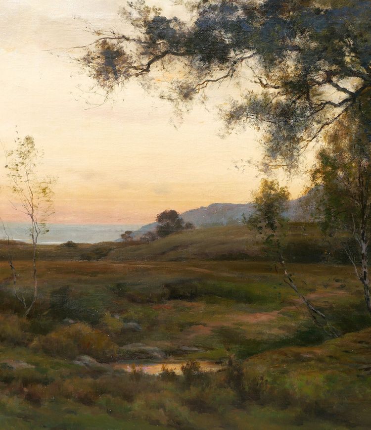 Albert WALLET 1852-1918 Sunset landscape at Dennemont, large painting, 1896 Barbizon Salon