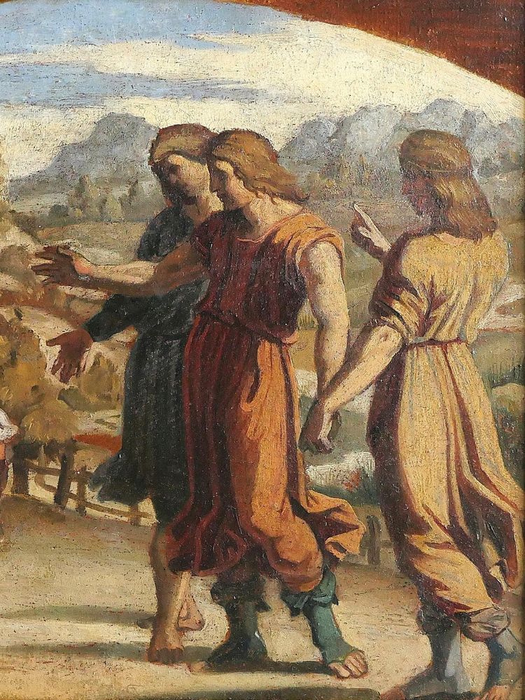 Ecole française vers 1830-40, entourage d'Ingres, Abraham et les 3 anges d'après Raphaël Vatican