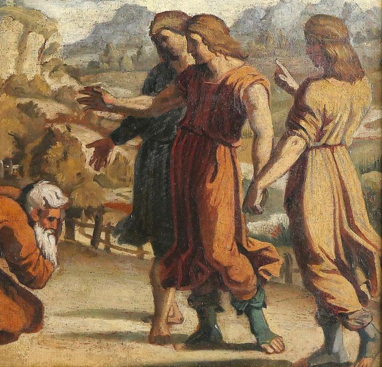 Ecole française vers 1830-40, entourage d'Ingres, Abraham et les 3 anges d'après Raphaël Vatican