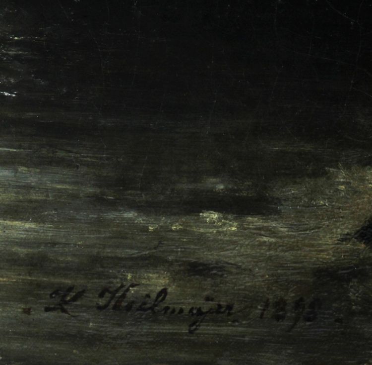 Französische Küstenszene von Étretat bei Mondschein von Karl Heilmayer aus dem Jahr 1898