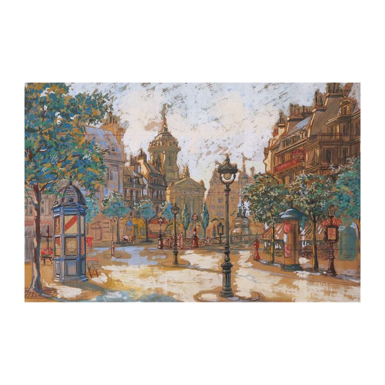 École FRANÇAISE circa 1920, Blick auf einen Platz in Paris