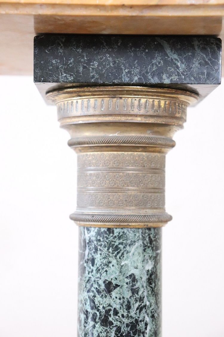 Colonne Ancienne en Marbre Jaune et Vert