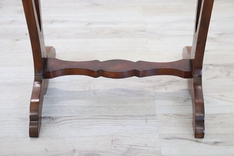 Antique Side Table in Walnut and Marble Top