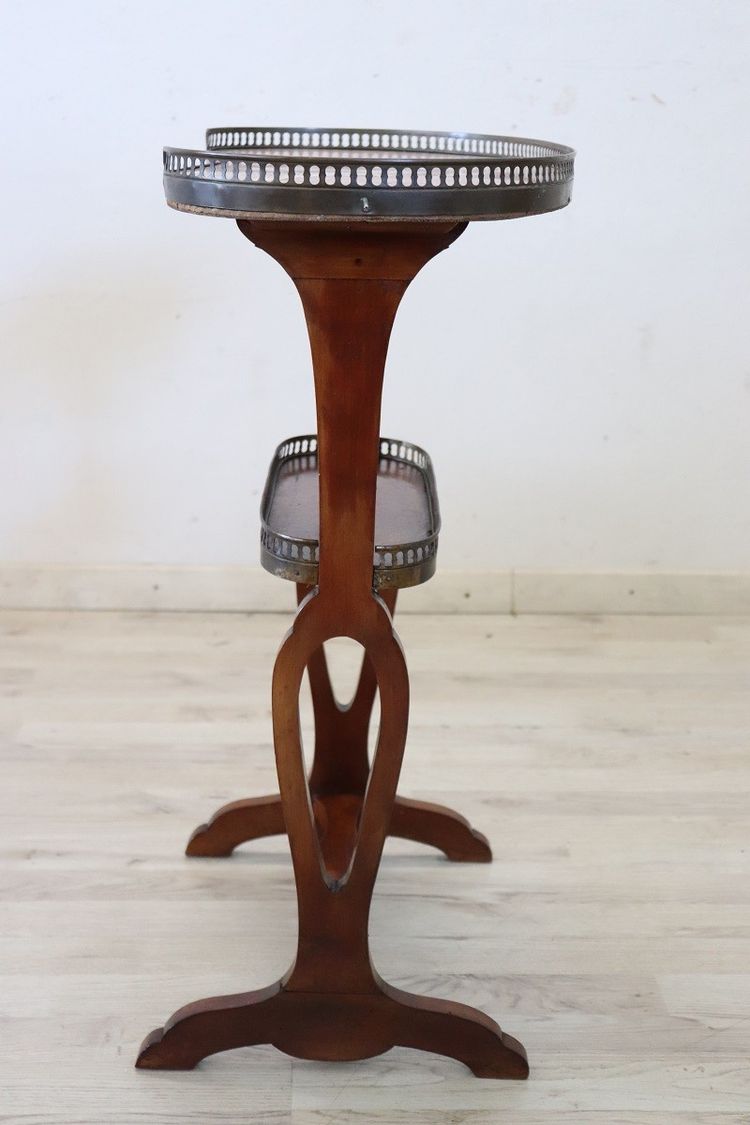 Antique Side Table in Walnut and Marble Top