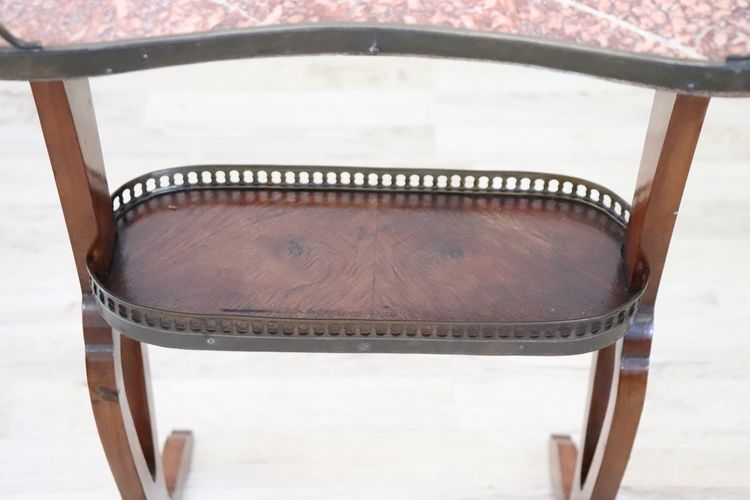 Antique Side Table in Walnut and Marble Top