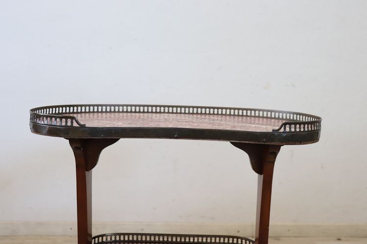 Antique Side Table in Walnut and Marble Top