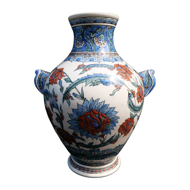 Manufacture de SAMSON, fin XIXème siècle, Vase balustre Iznik en faïence polychrome