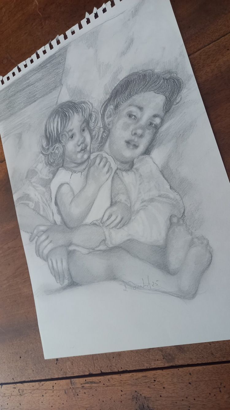 Zeichnung Das Frühstück im Bett