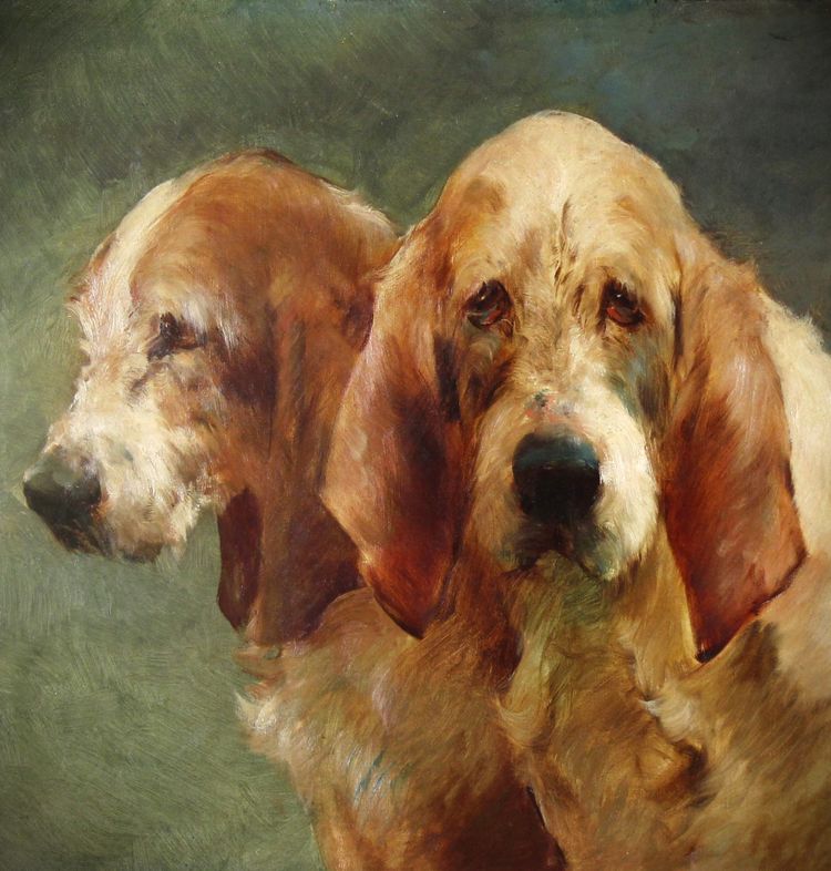 Französisch Ölgemälde auf leinwand, Jagdhunde von Georges Henri Fauvel