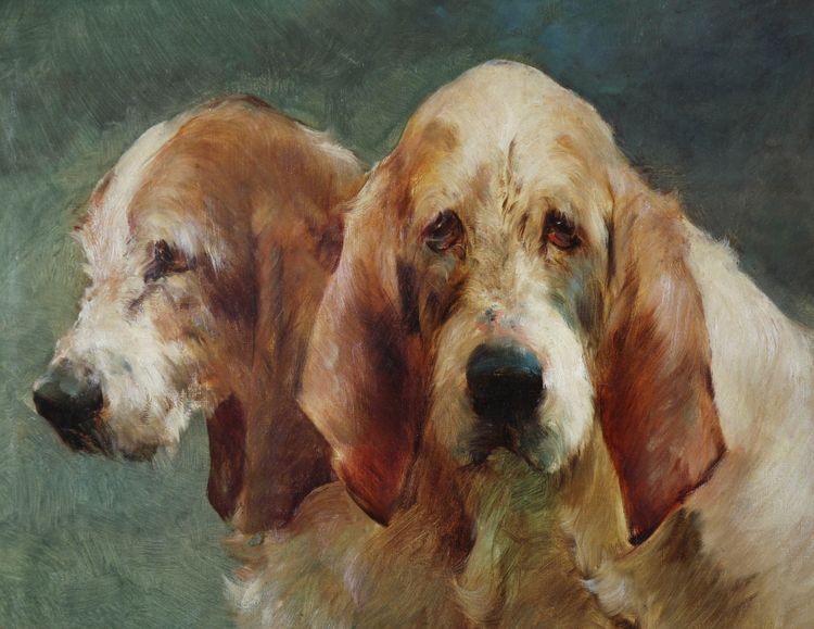 Französisch Ölgemälde auf leinwand, Jagdhunde von Georges Henri Fauvel