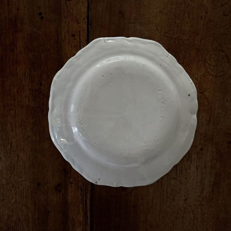 Plate in 18th century Moustiers earthenware with floral design