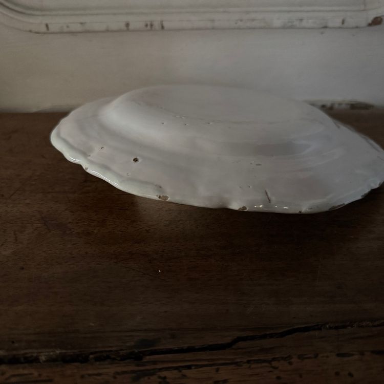 Plate in 18th century Moustiers earthenware with floral design