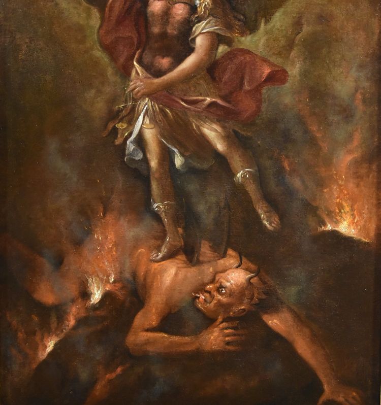 Der siegreiche Erzengel Michael, römischer Maler des 17. bis 18. Jahrhunderts