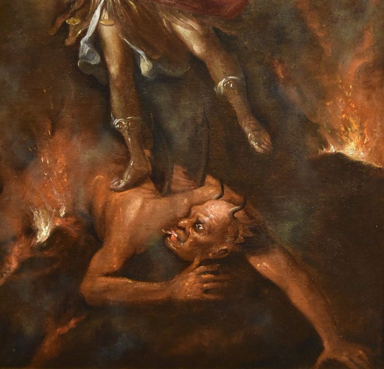Der siegreiche Erzengel Michael, römischer Maler des 17. bis 18. Jahrhunderts