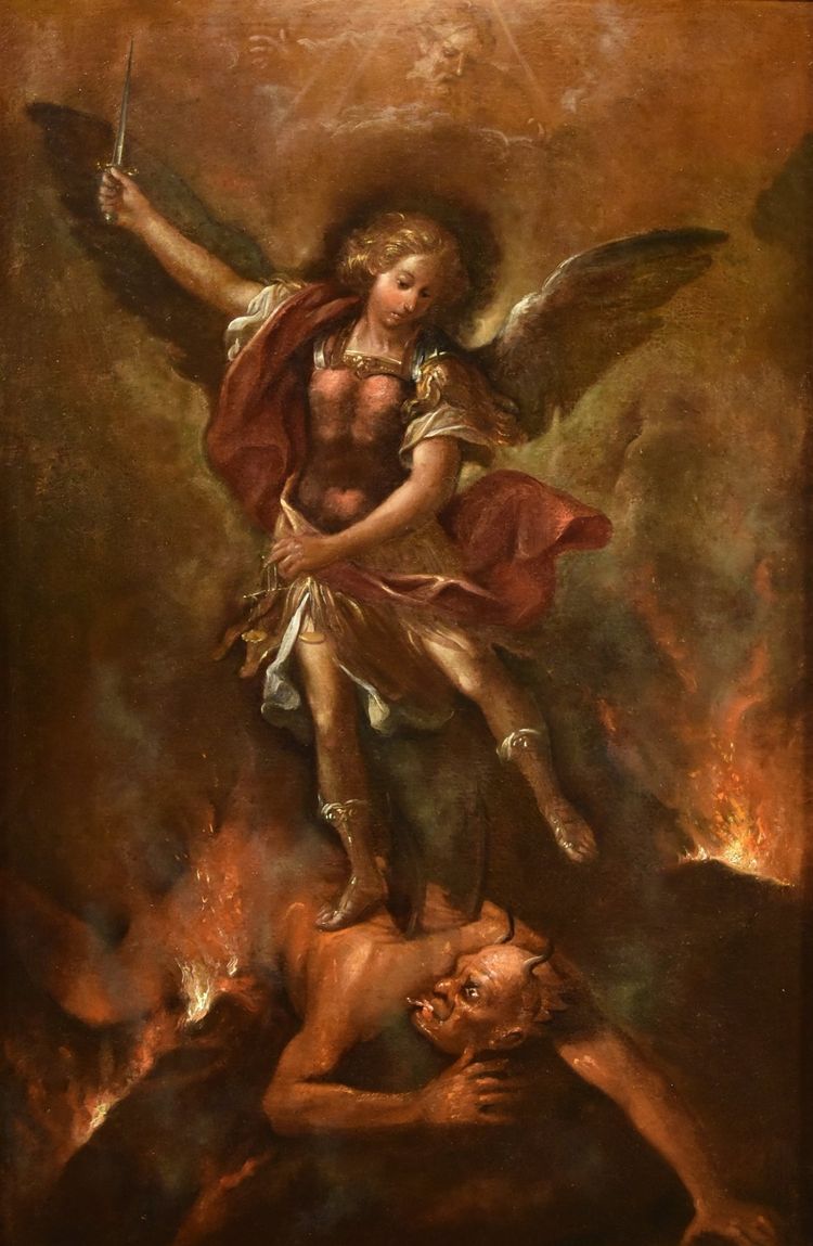 Der siegreiche Erzengel Michael, römischer Maler des 17. bis 18. Jahrhunderts