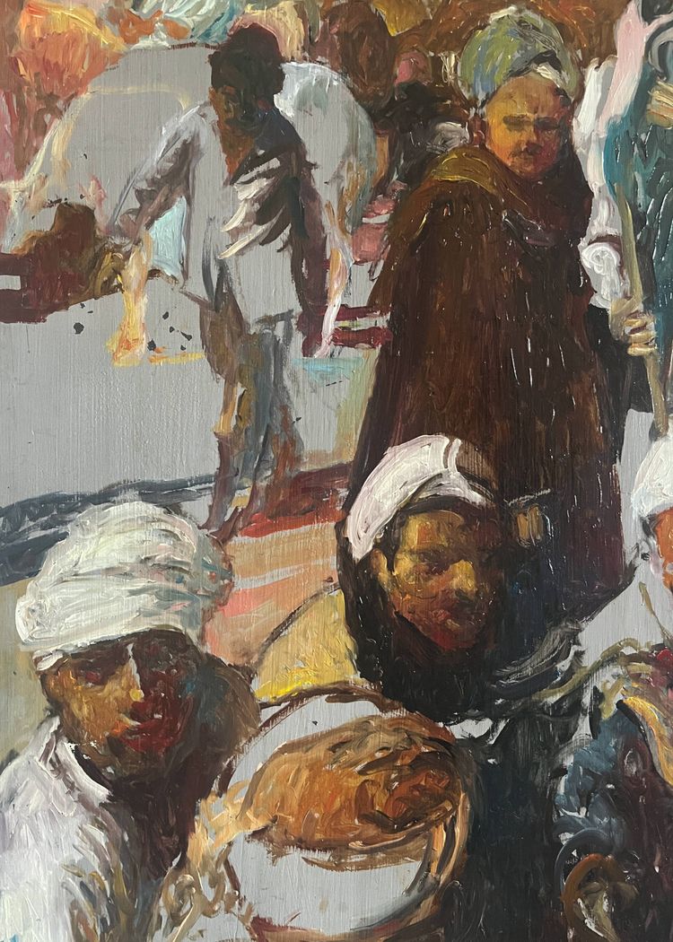 Painting HSP Patrice Landauer (1965) Orientalist "The oriental market".
