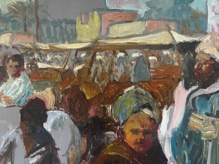 Painting HSP Patrice Landauer (1965) Orientalist "The oriental market".