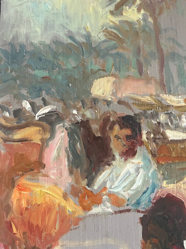 Painting HSP Patrice Landauer (1965) Orientalist "The oriental market".