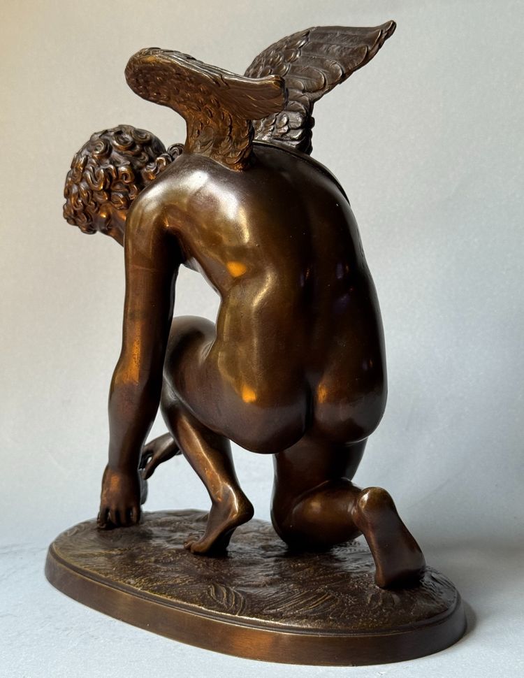 Scultura in bronzo "L'Amour au papillon". A. CHAUDET XIX secolo. Cupido