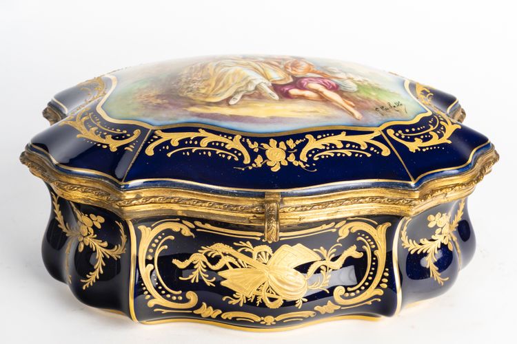 A Sèvres porcelain jewelry box, late 19th century