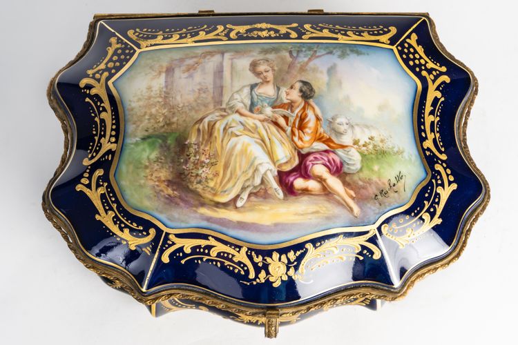 A Sèvres porcelain jewelry box, late 19th century