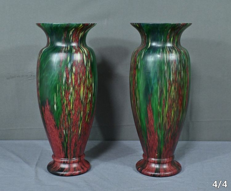 Pair of Pate de Verre Vases - Mid 20th century