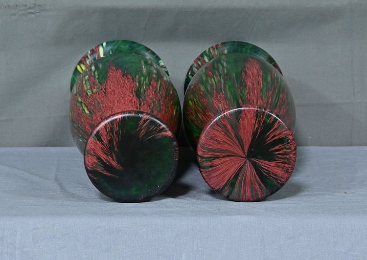 Pair of Pate de Verre Vases - Mid 20th century