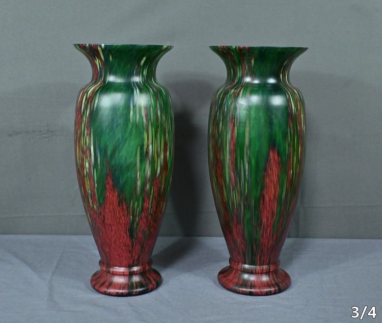Pair of Pate de Verre Vases - Mid 20th century
