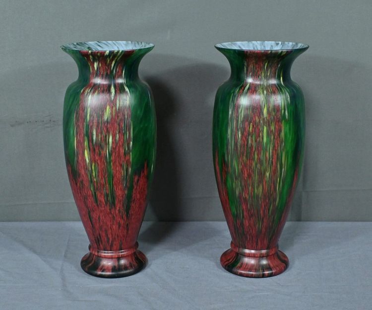Pair of Pate de Verre Vases - Mid 20th century