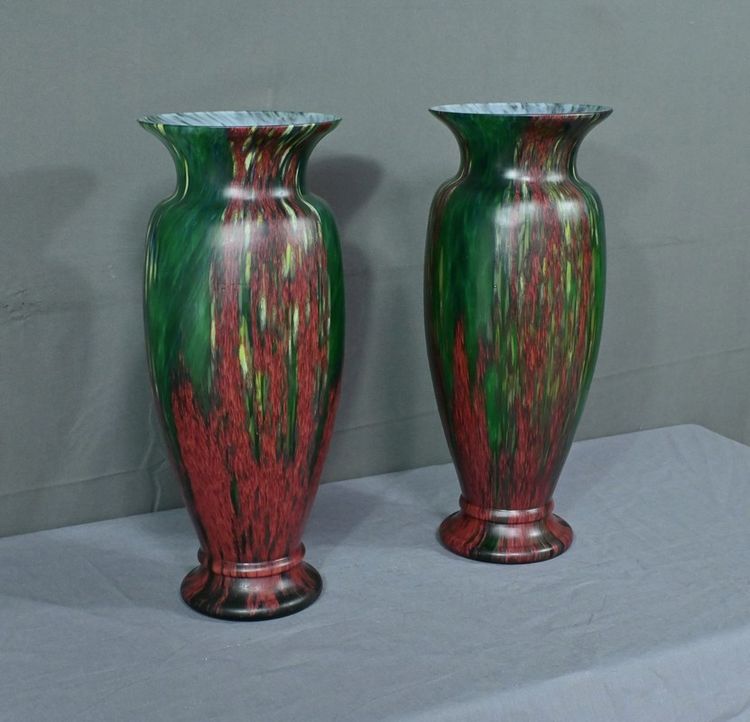 Pair of Pate de Verre Vases - Mid 20th century