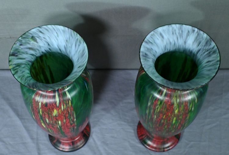 Pair of Pate de Verre Vases - Mid 20th century