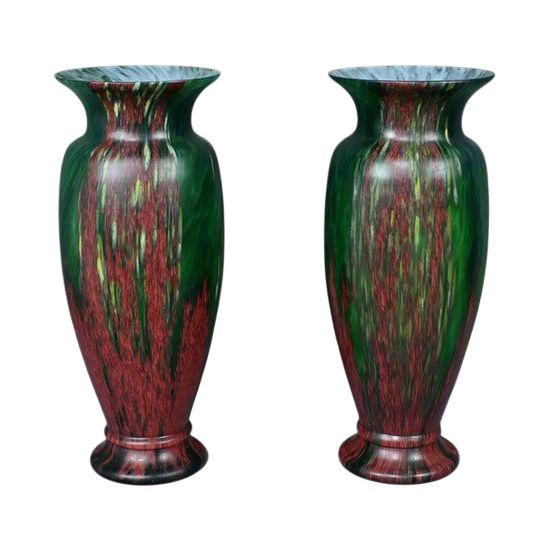Pair of Pate de Verre Vases - Mid 20th century