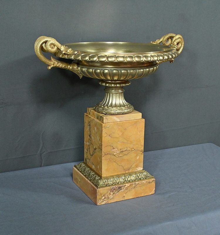 Große Schale aus Bronze und Marmor, Epoche Empire - Anfang 19.